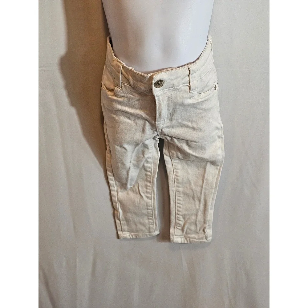 7 Seven for All Mankind Infant girls White Designer jeans Sz 2T EUC Adjustable